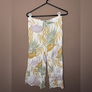 Tahari Tropical Leaf Print Wide-Leg Pants